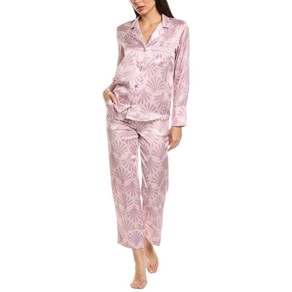Petite Plume Womens  2Pc Classic Silk Pajama Set, Pink